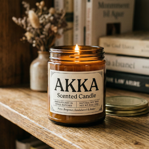 AKKA Scented Candle – Hand-Poured Natural Soy Wax (8 oz)