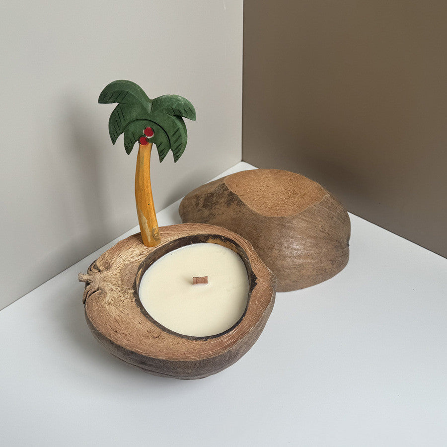 Natural Boat-shaped Coconut Shell Scented Candle