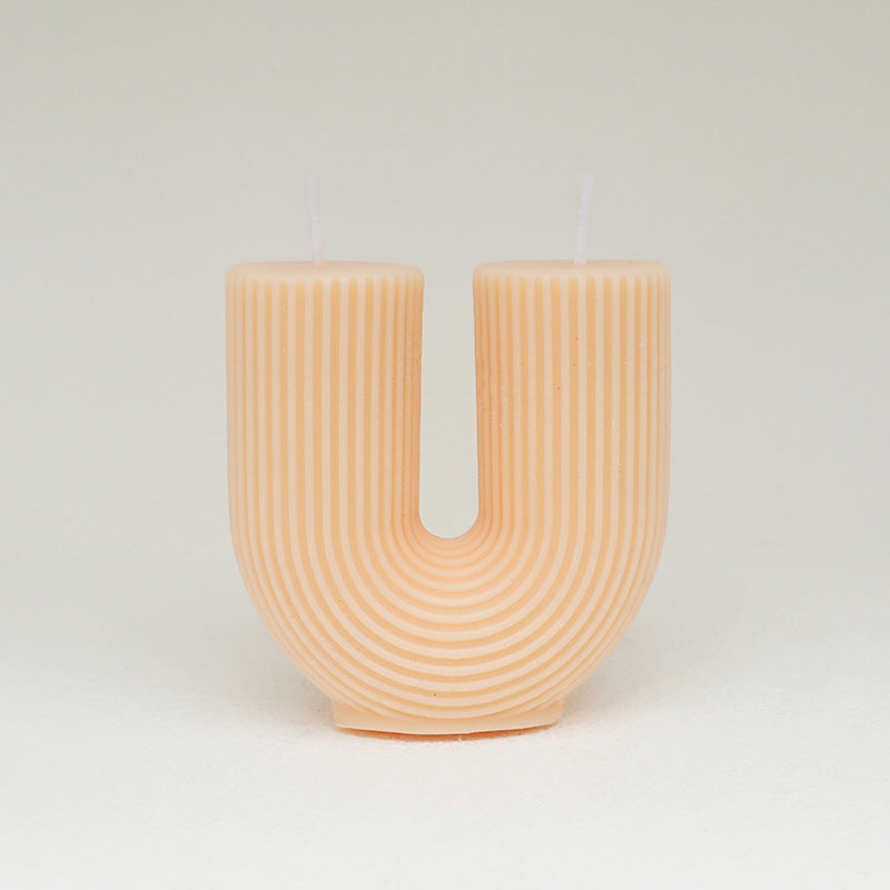 Striped Geometric U-shaped Scented Candle