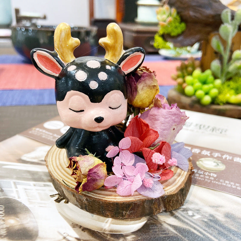 Gypsum Scented Candle, Diffuser Stone, Decoration,Round Wooden Base