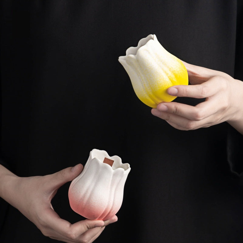 Tulip Petal Aromatherapy Creative Ceramic Decorative Scented Candle Holder